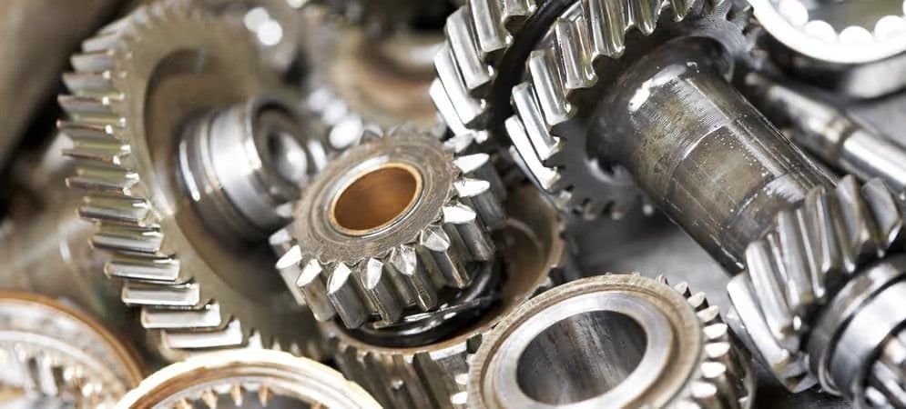 Close-up of transmission gears and mechanical components.